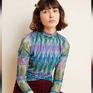 Sold! Anthropologie Multicolor Striped Knit Top in Green, Blue & Coral